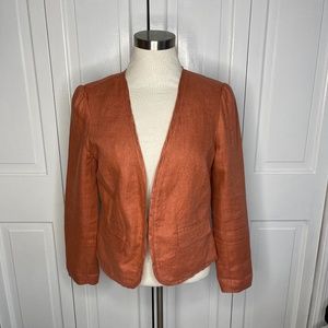 Ann Taylor LOFT Open Coral Blazer 100% Linen